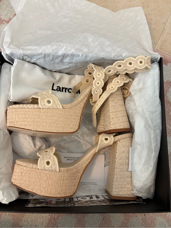 Larroude Shoes - Larroude Dolly Beach Raffia Platforms